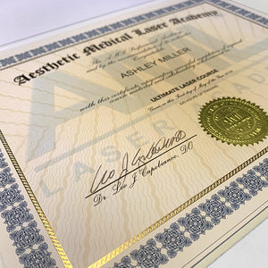 AML Laser Academy Original Certificate
